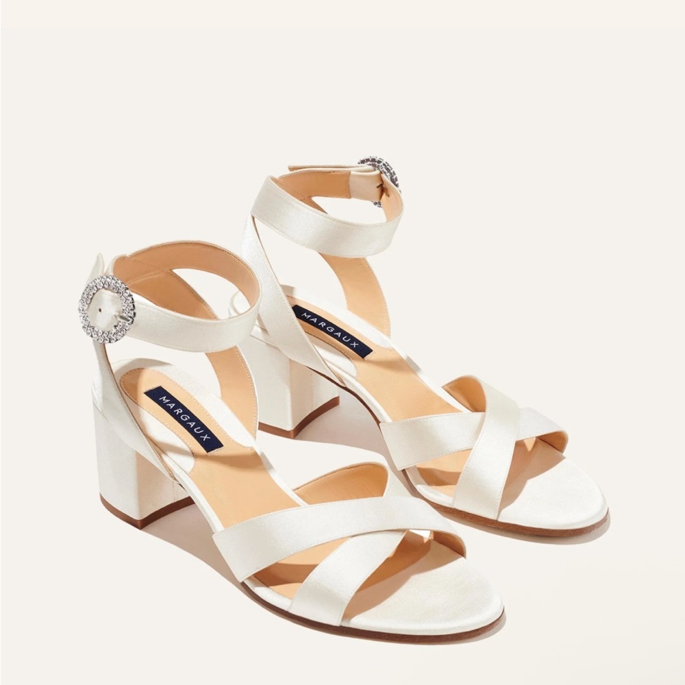 Margaux The City Sandal Ivory Sandal With Crystal Buckle
